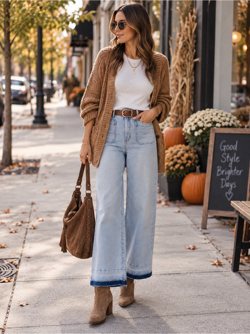 EESOME Light Wash Cropped Wide Leg Jeans XL NWT Raw Hem High Rise